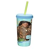 Zak Designs Moana Insulated Tumbler with BPA-Free & Break Resistant Plastic Press On Lid & Straw, 13 oz, Multicolor