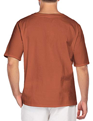 Coofandy camiseta casual para hombre camisas de lino de algodón