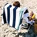 Laguna Beach Textile Co. Striped Cabana Beach Towel - Oversized, Plush 630 GSM Cotton - Midnight Blue & Seafoam Green