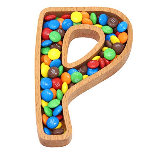 Wooden Letter P Candy Dish, Monogram Nut Bowl, Snack, Cookie, Cracker Serving Plate, Decorative Display, Home Accessory, Unique Gift Idea, for Date, Baby Shower, Birthday Party, Small Size - Thumbnail 7