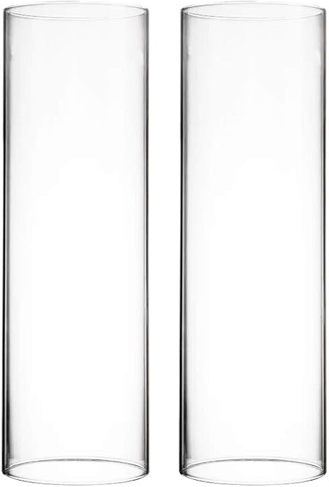Amazon Com Cys Excel Various Size Hurricane Candleholders Chimney Tube Glass Cylinder Open Both Ends Open Ended Hurricane Candle Shade Glass Shade Candleholders Set Of 2 3 Wide X 9 75 Tall Home