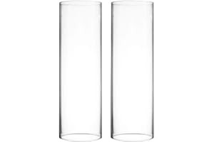 CYS EXCEL 2 PCS (H:10" D:3") Open Ended Glass Hurricane Candleholder Tube Shade | Multiple Size Choices Open Flame Candle Chimney Tube Cover | Bottomless Cylinder