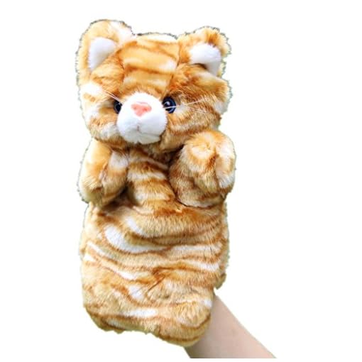 HLDIY Lovely Kids Baby Yellow Cat Hand Puppet Plush Toys Storytelling Doll