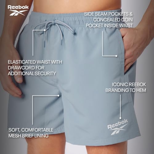 Reebok Mens Reebok Swim Trunks In Black, Polyester Quick Dry Shorts Swim Shorts for Men