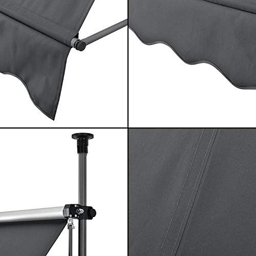 XIAO&WEICHENG Versenkbarer Sonnenschirm Mit Rahmen 350 X 120 X 200-300 cm Markise Grau – Bild 5