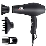 1875W Professional Salon Infrared Hair Dryer [ 2019 ], Negative Ionic Blow Dryer for Fast Drying, AC Motor Light Weight Hair Blow Dryer with Diffuser & Concentrator & Styling Pik Comb (Black)