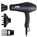 1875W Professional Salon Infrared Hair Dryer [ 2019 ], Negative Ionic Blow Dryer for Fast Drying, AC Motor Light Weight Hair Blow Dryer with Diffuser & Concentrator & Styling Pik Comb (Black)