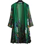 E-Papaya® Clearance Women Floral Long Loose Kimono Cardigan Blouses Cover-up Top (X-L/US Size L, Green)