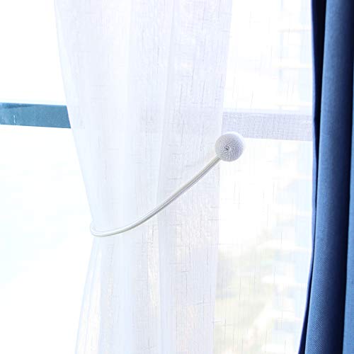 Magnetic Curtain Tiebacks Holdbacks Decorative Magnet Window Hold Drape Tie Backs (White) - Thumbnail 2