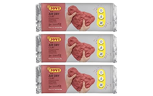 Jovi - Air Dry Modeling Clay, Set of 3 Units, 1.1lb Each, Total of 3.3 lb, No Oven Needed, Terracotta Color, Pottery Clay for Arts and Crafts Projects (P88/3)