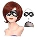 FantaLook Short Reddish Brown Costume Cosplay Wig with Eye Mask for Female