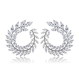 MengPa Fashion Round Olive Branch Stud Earrings Leaves Shape Jewelry
