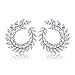 MengPa Fashion Round Olive Branch Stud Earrings Leaves Shape Jewelry