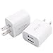 IETGZ 5V 2A Dual Port USB Wall Charger 4 Pack Travel Charging Plug for Apple iPad iPhone iPod 5 6 7 8 and Samsung LG Mobile Phone and Tablet White Color