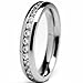 4MM High Polish Ladies Eternity Titanium Ring Wedding Band with Cubic Zirconia CZ Size 6