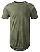 URBANCREWS Mens Hipster Hip Hop Mineral LT Washed Longline T-shirt FATIQUE, XL