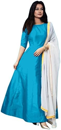 Elexsis Fashion Women's Tapeta Silk Anarkali Fancy Gown. (204_Free Size)