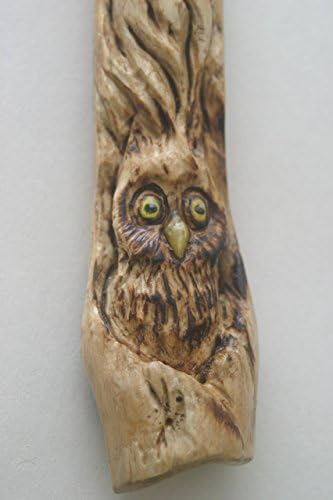 Woodcarving Wood Spirit Owl Raptor Bird of Prey Tree Face Spirit of the Woods Odd Weird Pagan Wiccan Sculpture Key Chain Pendant Talisman OOAK