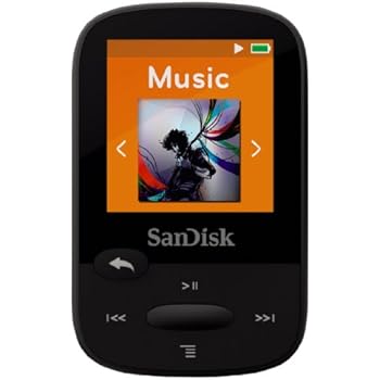 SanDisk Clip Sport 8GB MP3 Player, Black With LCD Screen and MicroSDHC Card Slot- SDMX24-008G-G46K