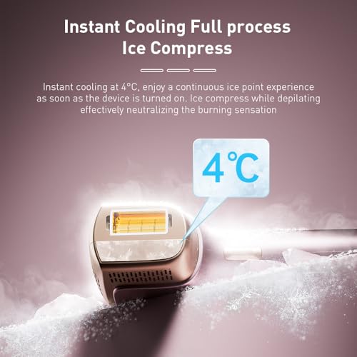 KinseiBeauty T36 Laser Hair Removal with Ice Cooling Painless Hair Removal for Women,10 Energy Levels and 999,999 Flashes, Hair Removal Device for Whole Body with 1*Bikini+1*Face+1*HR Lamp, Pink