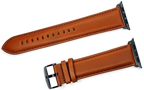 IVAPPON Extra Long Genuine Leather Replacement Straps Replacement for Apple Watch 88x140mm Brown Band Black Adapter