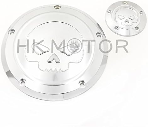 HK- Skull Derby Timer Cover For Harley Dyna Sportster Street Bob XL 883 1200 Chrome