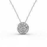 Cate & Chloe Nelly Valor White Gold Plated Pave Stone Necklace w/Swarovski Crystals, Modern Trendy Beautiful Round Cut Diamond Cluster Necklace, Wedding Statement Necklaces (Silver)