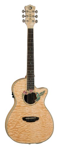 Luna Fauna Series Hummingbird Right-Handed Cutaway Acoustic-Electric Guitar - Natural