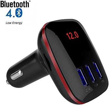 Car Charger Bluetooth FM Transmitter Valentines Day Gift Dual USB Port Radio Adapter Wireless HandsFree Car kit Receiver Stereo MP3 Player for iPhone iPad Galaxy Android Phones Tablets - [Red]