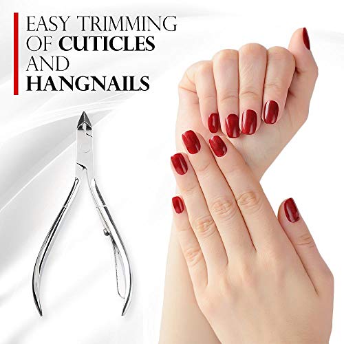 TITANIA Germany Stainless Cuticle Nippers Stainless Steel Cuticle Remover w/Sharp Cutting Edges for Trimming Tough Dry Skin & Callus - Best for Toenail & Fingernail Grooming