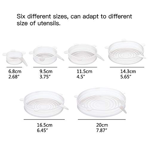 GARDWEN Silicone Stretch Lids Reusable, Kitchen Airtight Food Storage Covers, 6 Sizes Seal Bowl Stretchy Wrap Cover, Keep Food Fresh for Containers, Cups, Cans,Plates, Microwave, Dishwasher Safe