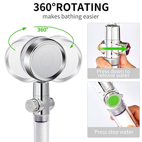 Handheld High Pressure Shower Heads, Turbo Fan Shower Head with Filter
