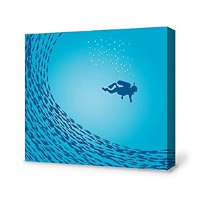 Canvas Wall Art A School of Fish Pictures Home Wall Decorations for Bedroom Living Room Paintings Canvas Prints Framed - 12x12 inches