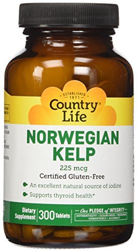 Country life norwegian kelp 225 mcg, 300-count