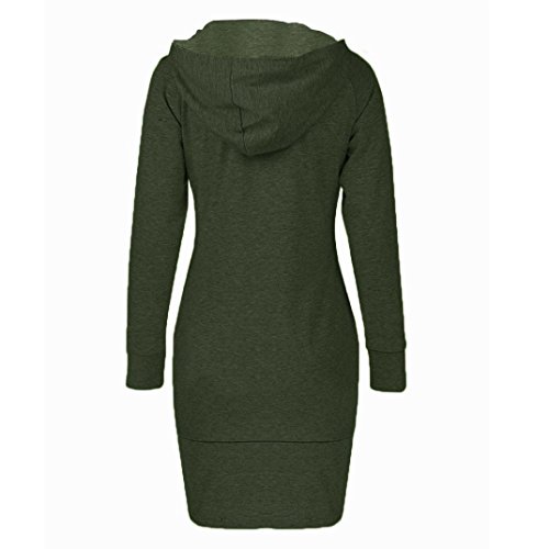 Long Hoodie Sweatshirt,Kintaz Women's Turtleneck Hooded Pullover Sweatshirts Outerwear Jacket Coat Long Hoodie with Kangaroo Pockets(4 Colors, Plus size available) (Army Green, Women Size:2XL)