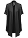 Solid Jersey Knit Draped Open Front Short Sleeves Cardigan Black 1XL