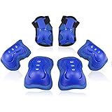 BOSONER Kids/Youth Knee Pad Elbow Pads Guards Protective Gear Set for Rollerblade Roller Skates Cycling BMX Bike Skateboard Inline Skatings Scooter Riding Sports (Blue, Small (3-8 Years))