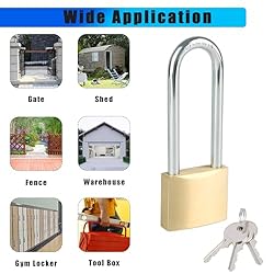 Fuaxat Solid Brass Padlock with 3 Keys, 3Inch Long