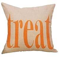 weispo 4 Pack Pumpkin Home Decoration Throw Pillow Case Covers,Halloween Thanksgiving Autumn Printing Cotton Linen Cushion Cover Square 18x18 inch for Car Sofa Bed Couch (Treat)