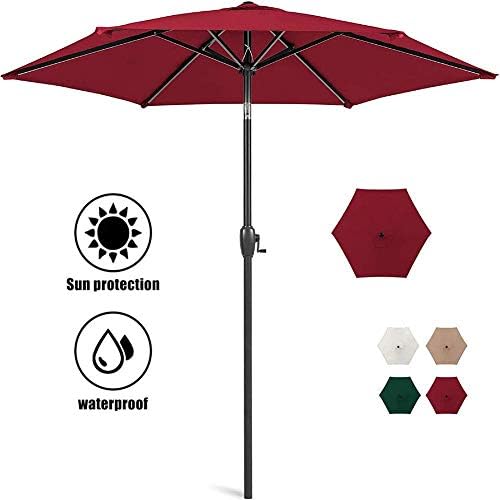 スタンド付き9 Ftパティオ屋外パラソルパラソル 8つの頑丈なリブ チルト調整 ガーデン