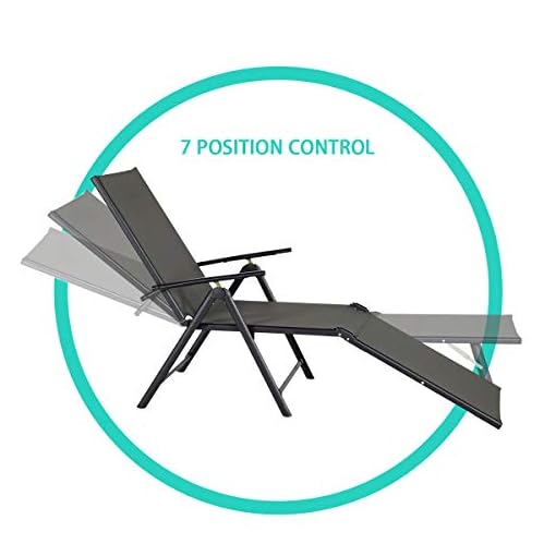 Esright Outdoor Chaise Lounge Chair, Folding Textilene Reclining Lounge