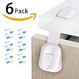 Adoric 6Pack Baby Safety Locks | Child Proof Cabinets, Drawers, Appliances, Toilet Seat, Fridge and Oven | Tools Not Required | 3M Adhesive with Adjustable Strap and Latch System (White)