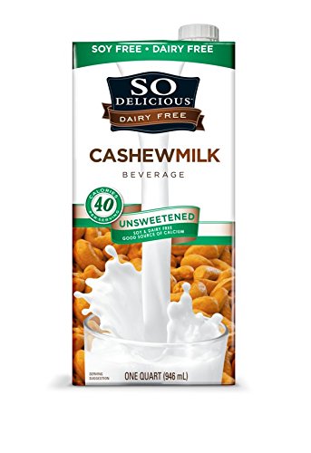 So Delicious Dairy Free Cashew Milk Beverage, Unsweetened, 32 Fluid Ounce (Pack of 6)