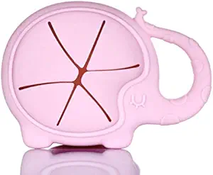 100% Food Grade Silicone Elephant Snack Catcher | Baby, Toddler, Kid Snack Container Cup | No Spill Snack Cup | BPA Free | On-The-Go Toddler Cup (PINK)