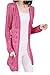 Meditative Rose Women's Thin Crochet Knitted Front Cardigan Pocket Sweater (Rosy)