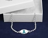 Teal Ribbon Bracelet-Oval Charm (Retail)