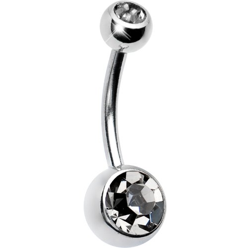 Body Candy Black Misted Double Belly Ring Created with Swarovski Crystals