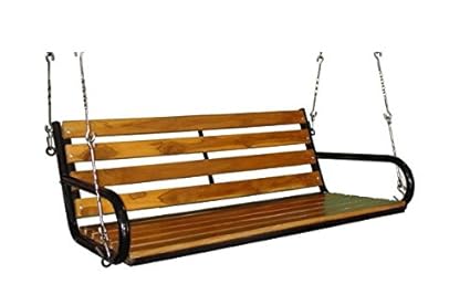 kaushalendra Swing Hanging Hammock Chair Teak Wooden for Indoor Outdoor Balcony Swings, 137 Cm