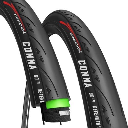 Fincci Road Bike Tyre 700 x 25C 28 Inch with 3mm Nylon LVL3 Puncture Protection 60 TPI Slick Heavy Duty 25-622 Gravel Bike E-Bike Tourenbike Hybrid Bike