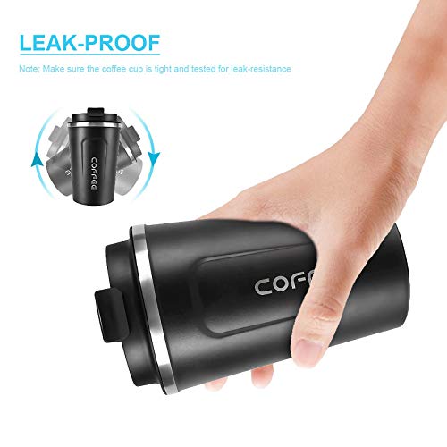 Flintronic Kaffeebecher to go, 380ML Thermobecher Doppelwand Isoliert, Kaffeetasse mit Auslaufsicherem Deckel, Kaffeetasse Thermobecher Isolierbecher,Kaffeebecher Edelstahl Travel Mug für Kaffee e Tee – Bild 5